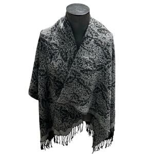 Maurices Womens Shoulder Wrap OS Black Gray Fringe Shawl Full Coverage Shawl